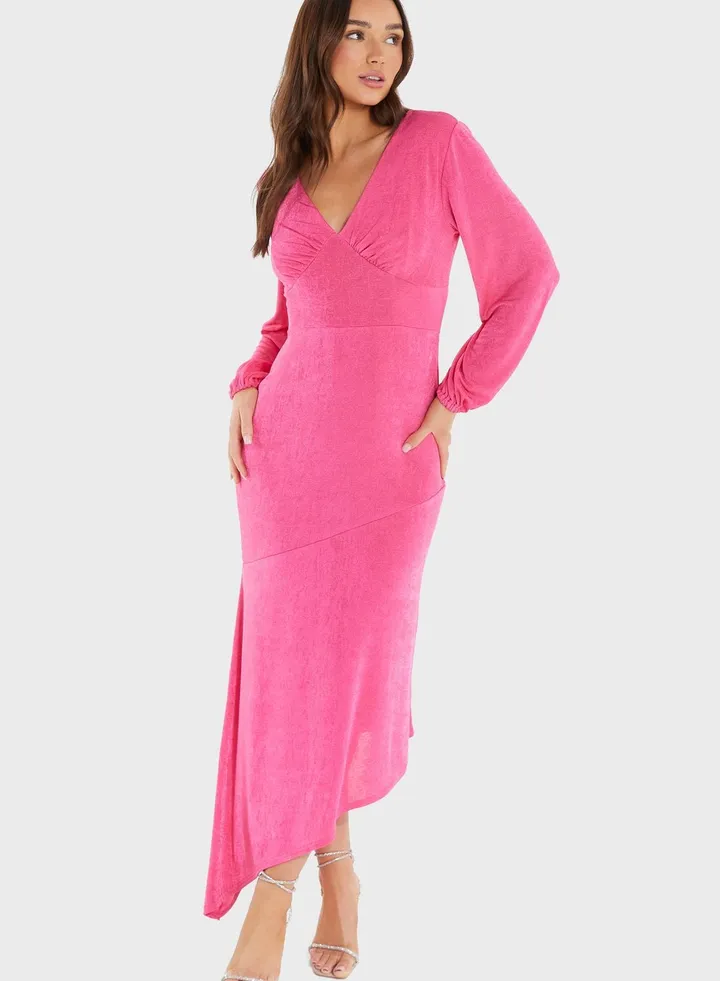 Surplice Neck Tiered Dress