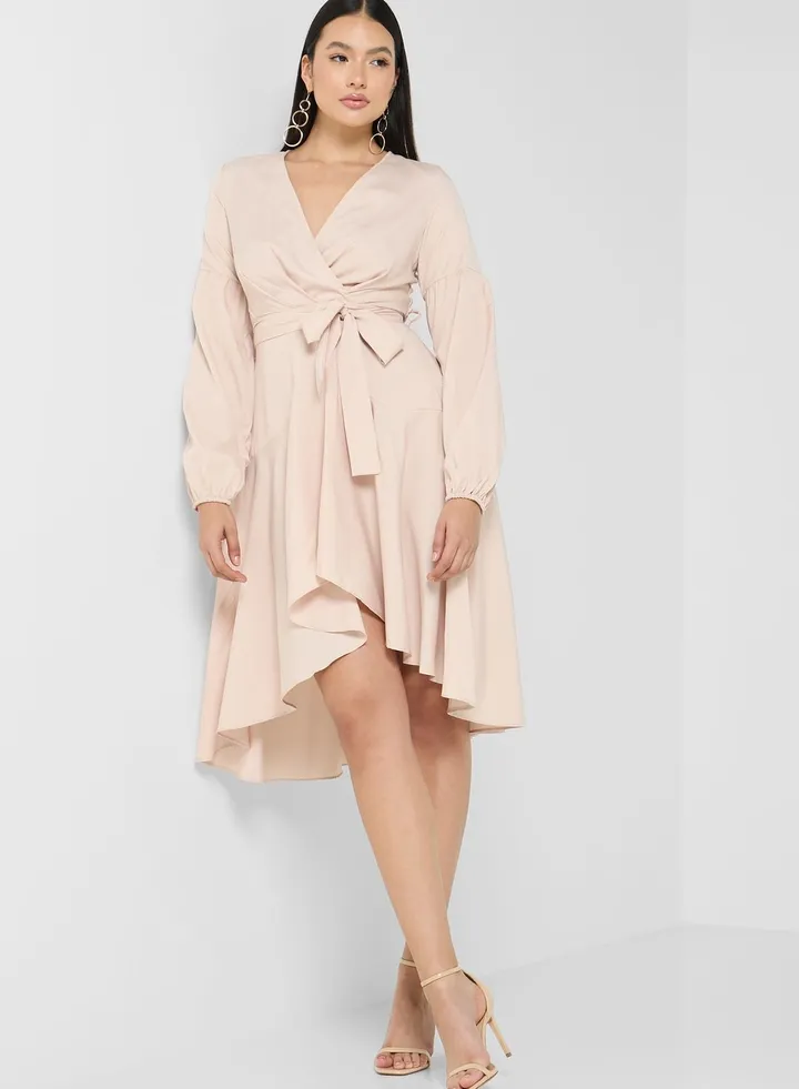 Balloon Sleeve Ruffle Dress
