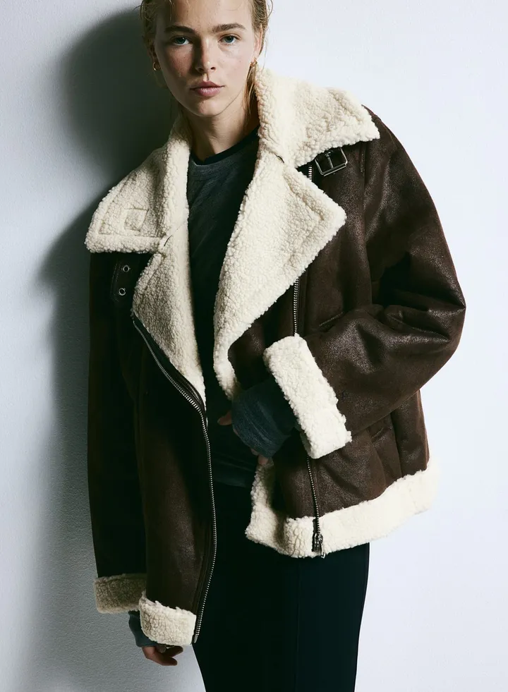 Fur Detail Leather Jacket