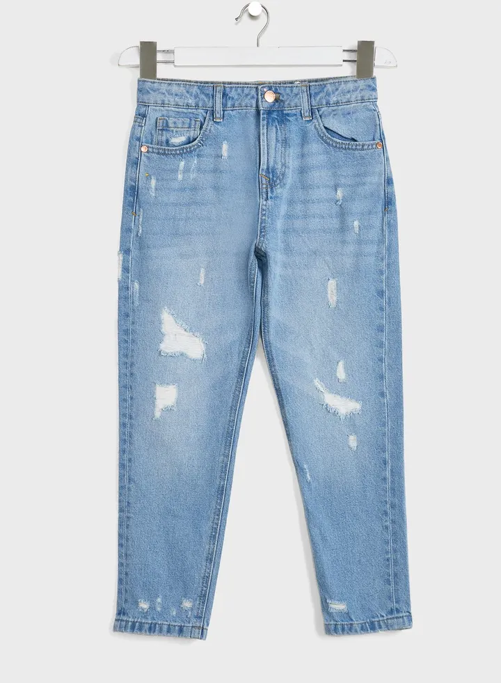 Kids Straight Fit Ripped Jeans