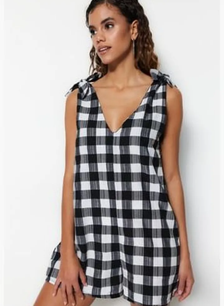 Black Wide fit Woven Tie Jumpsuit TBESS21TU0204