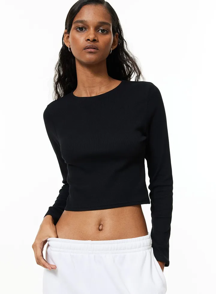 Ribbed Crew Neck Top