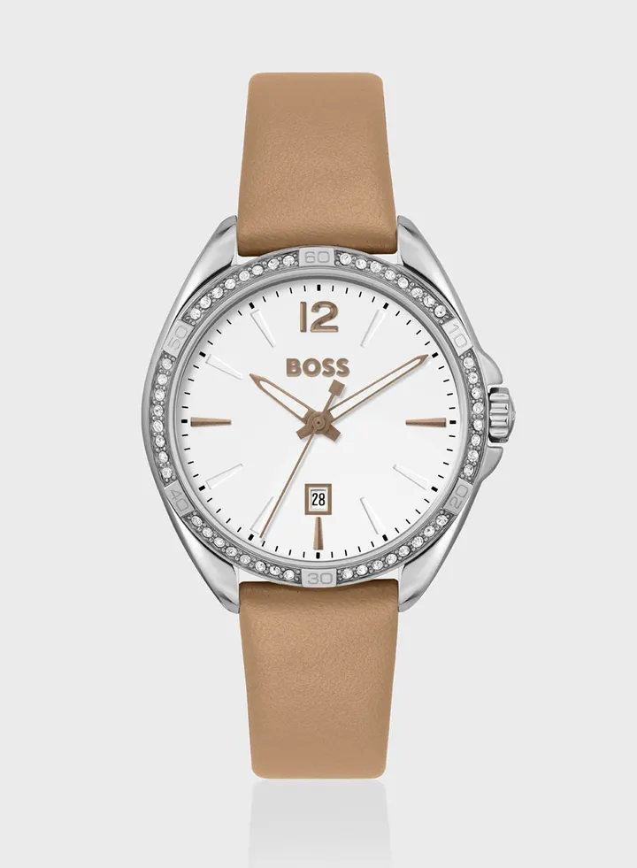Brown Leather Analog Watch