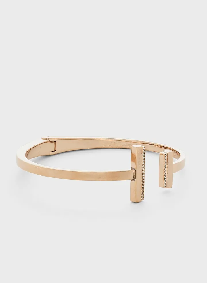 Ionic Plated Carnation Gold Steel With Crystal Bracelet