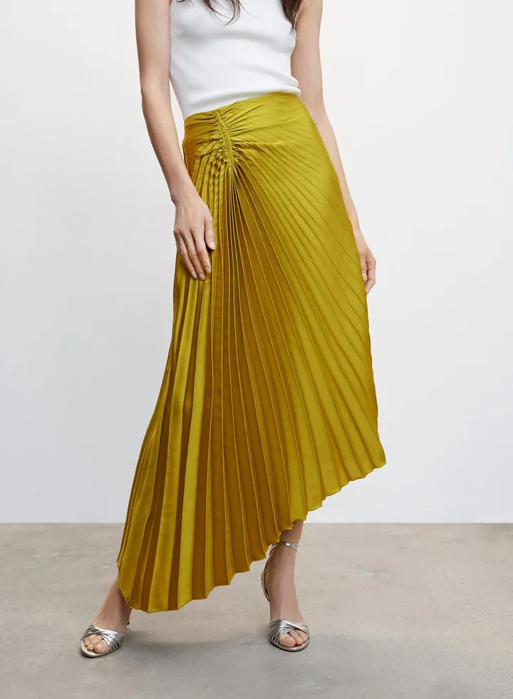 Plisse High Low Skirt