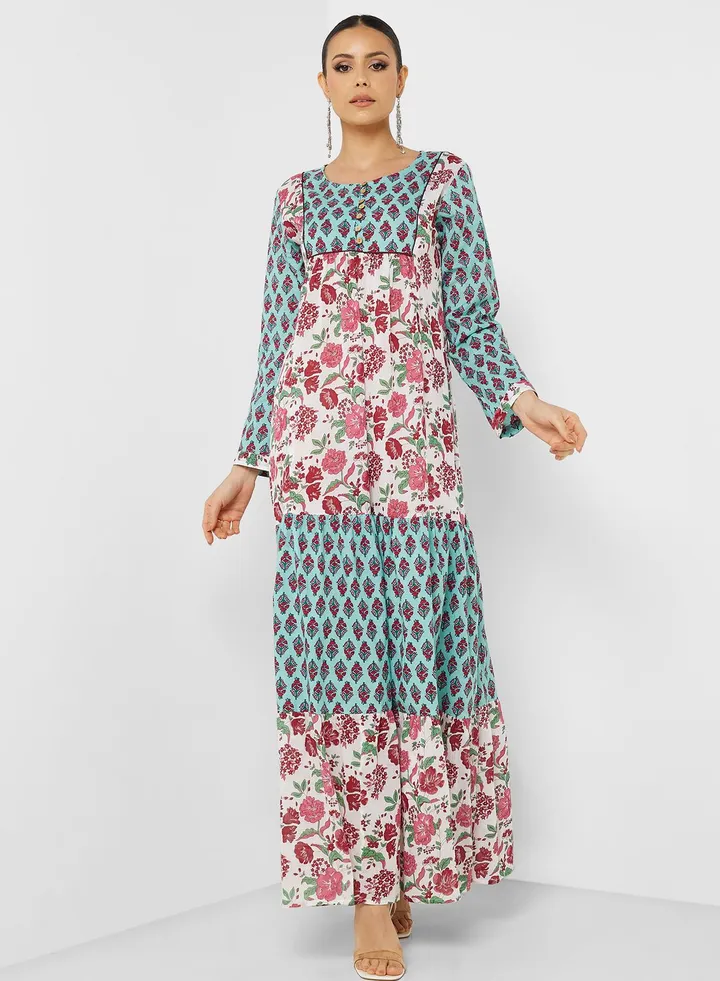 Printed Crew Neck Jalabiya