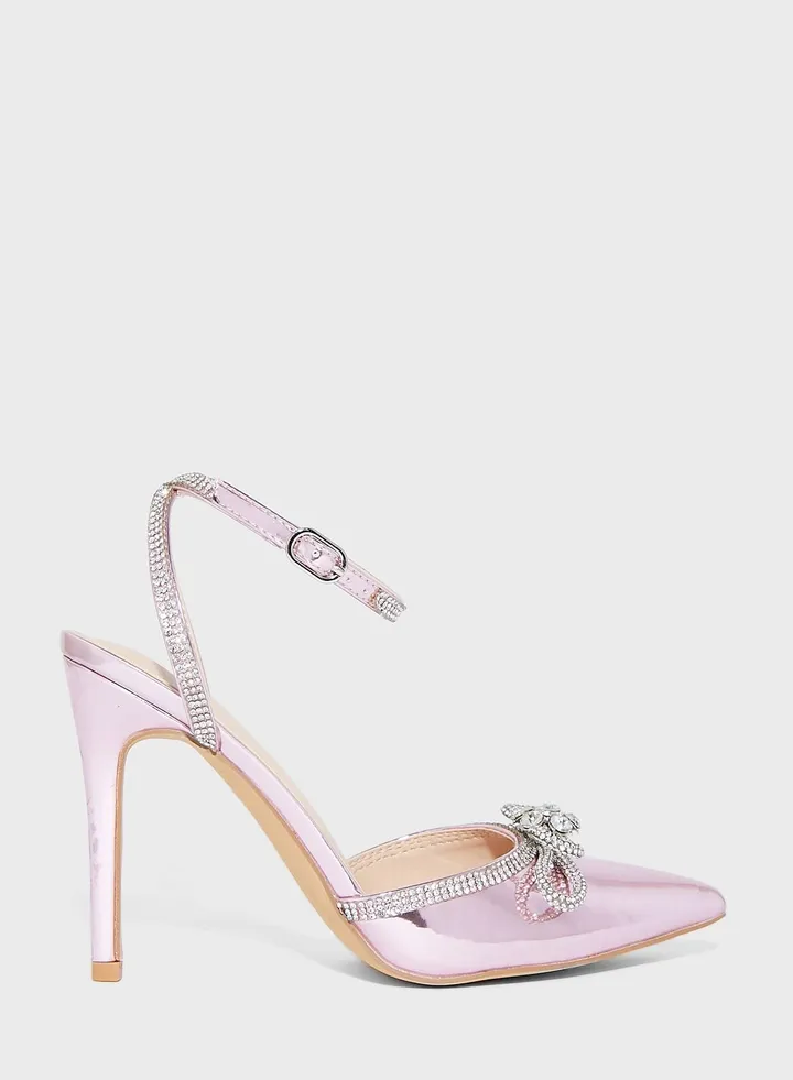 Shimmery Bow Heel Shoes