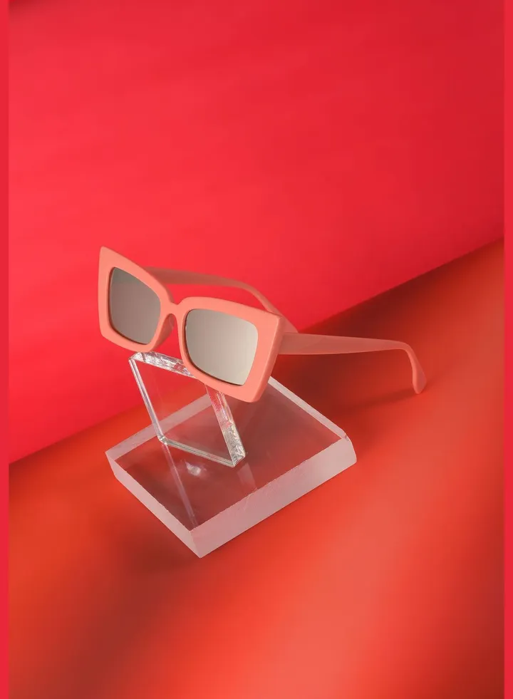 Women Black Lens Pink Butterfly Sunglasses