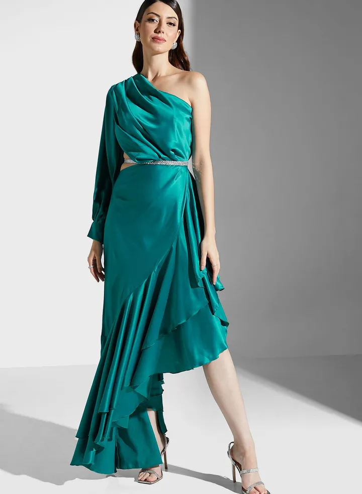 Zena Louay One Shoulder Dress With Cutout