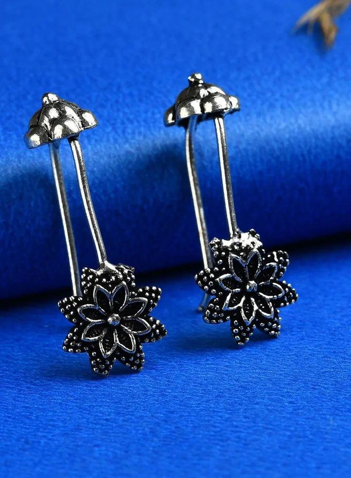 Silver Plated Floral Drop Earring