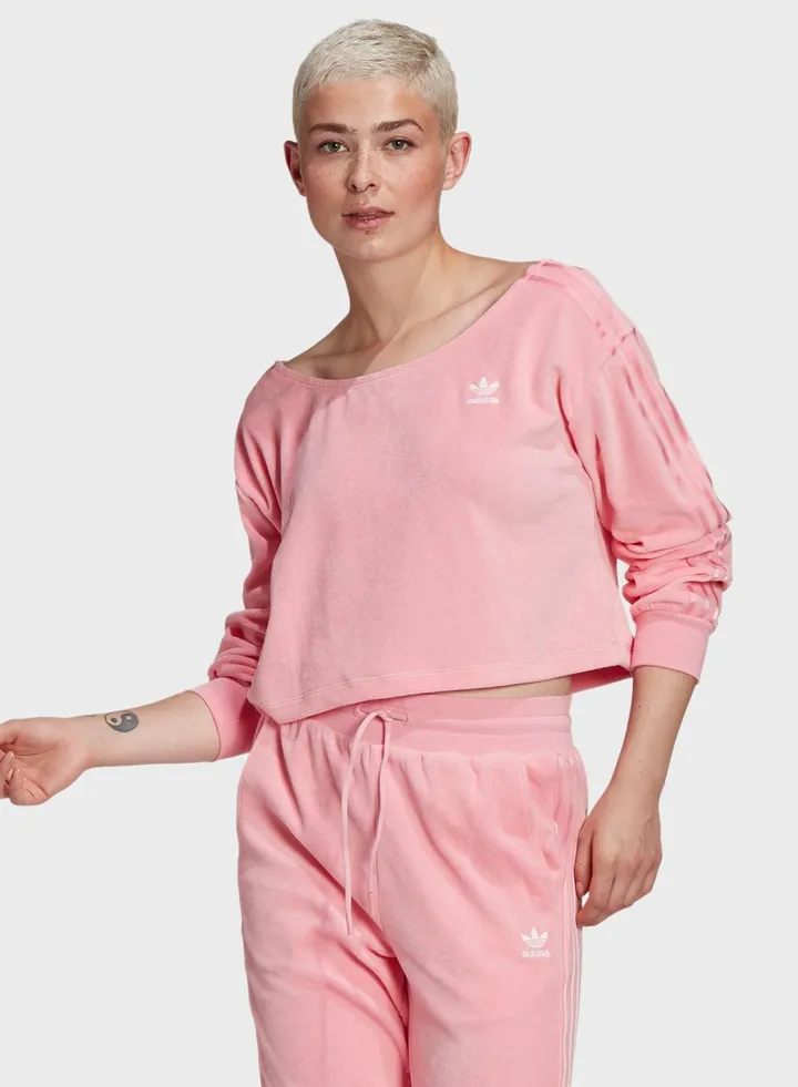 3 Stripe Off Shoulder Sweatshirt
