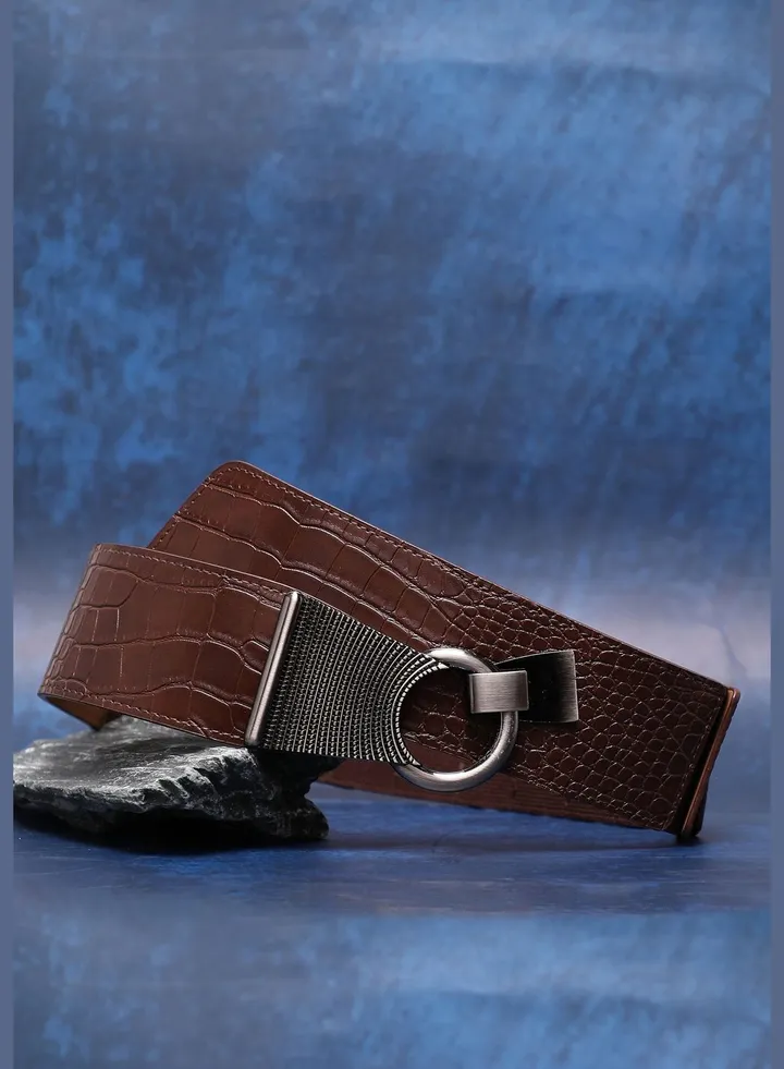 Casual Solid Stretchable PU Leather Waist Belt For Women