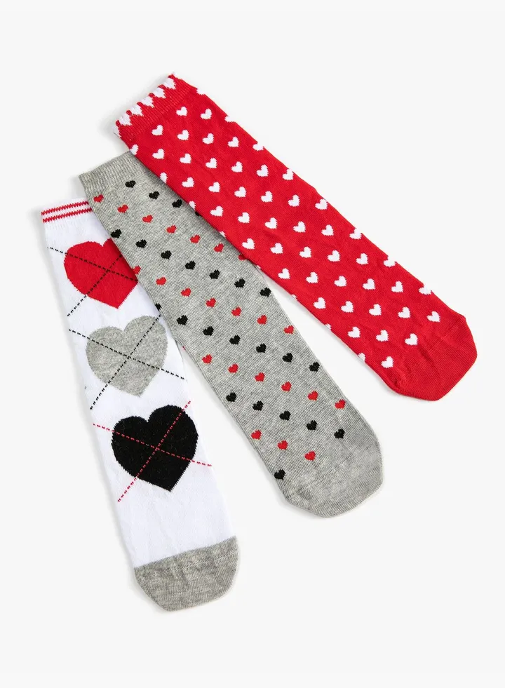 3-Pack Heart Socket Socks Set