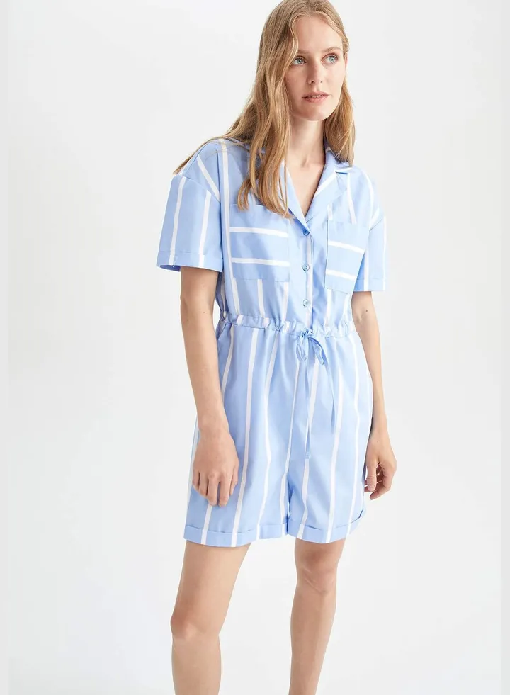 Short Sleeve Striped Dungarees