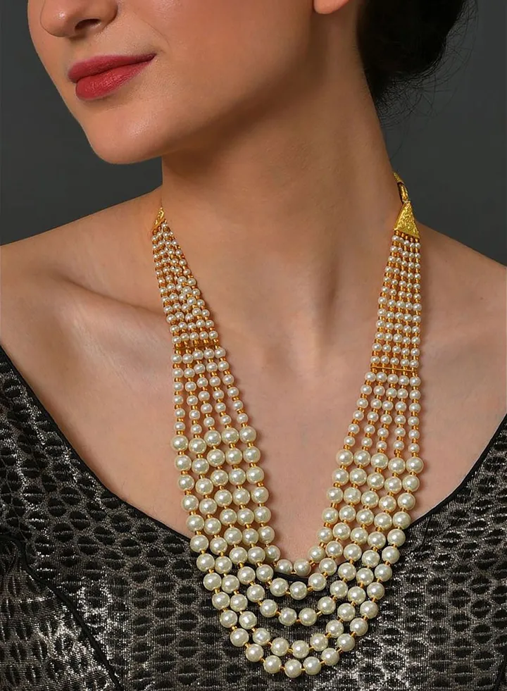Pearl Beaded Gold Plated Necklace
