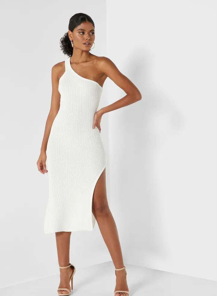 One Shoulder Knitted Dress