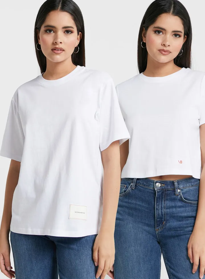 2 Pack Crew Neck Knitted T-Shirt
