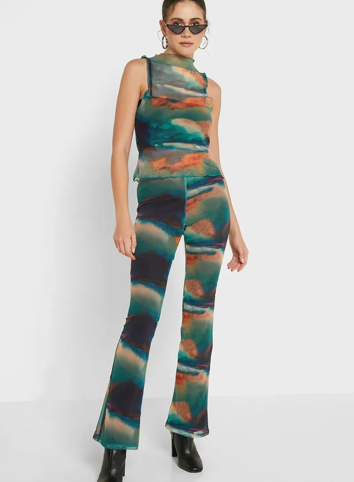 Wide Leg Printed Pants