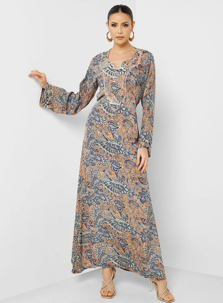 Printed Crew Neck Jalabiya