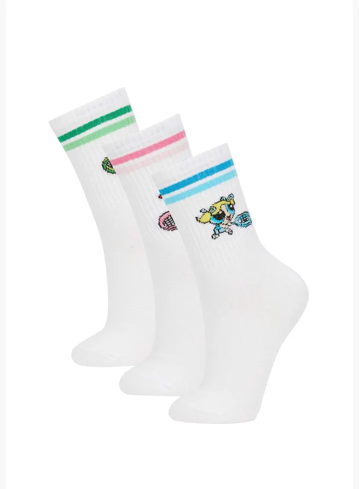 3 Pack Woman PowerPuff Girls Licenced High Cut Socks