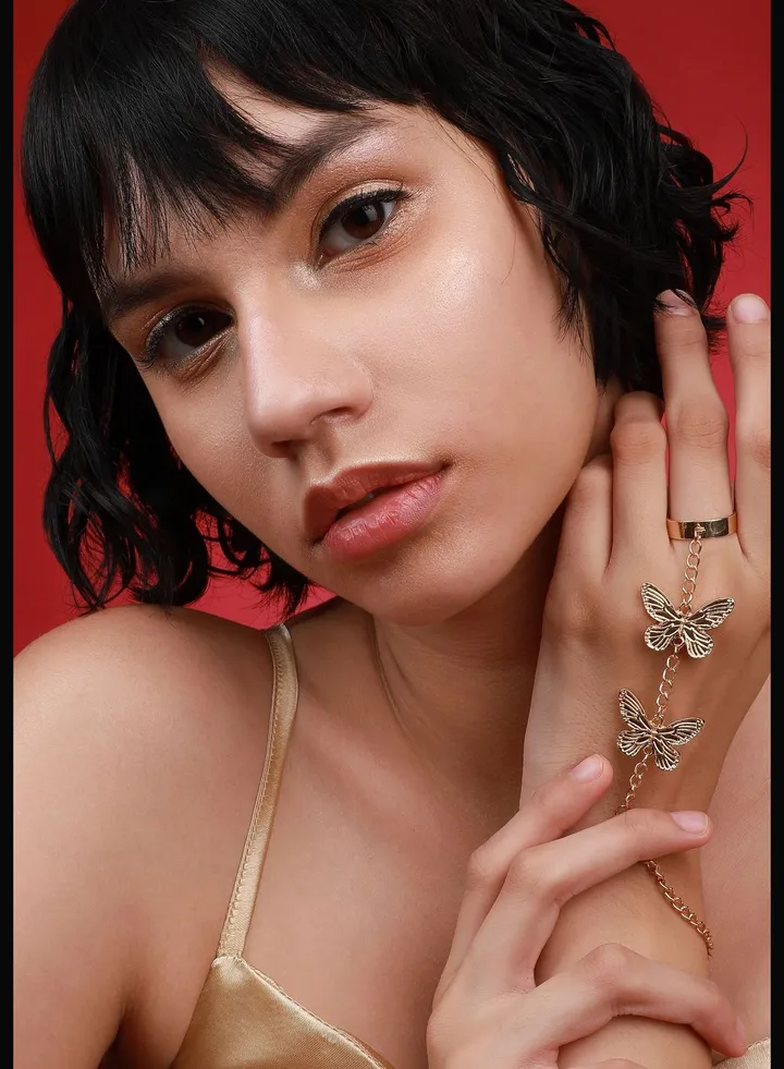 Gold Plated Designer Stone Western Wear Link Bracelet For Women