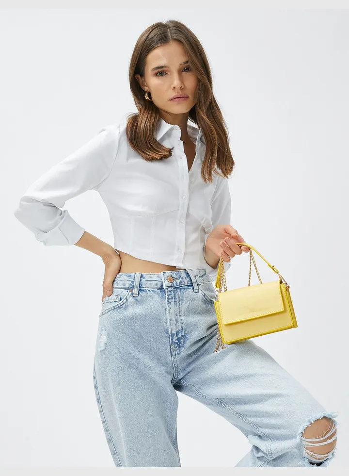 Chain Strappy Faux Leather Cross Body Bag