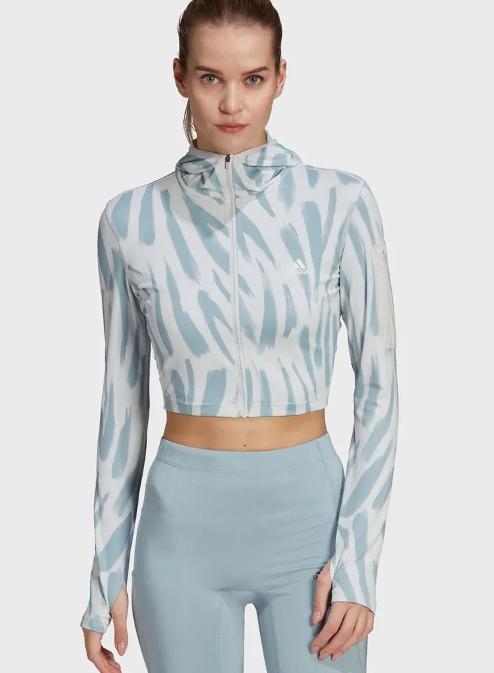 Allover Print Long Sleeve Running T-Shirt