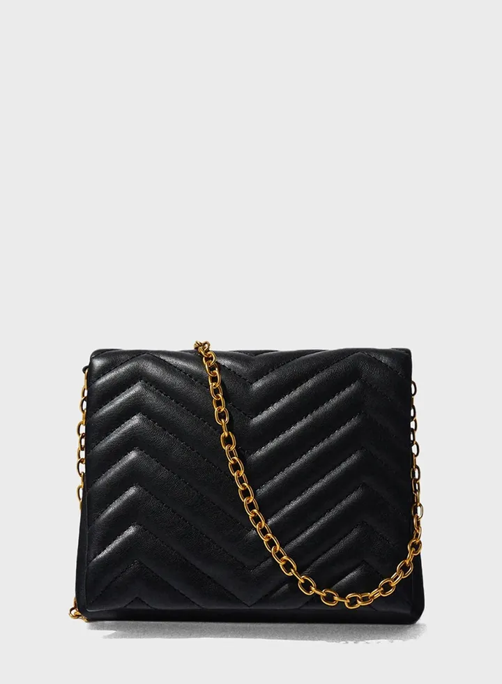 Quilted Chain Detailed Crossbody Bag
