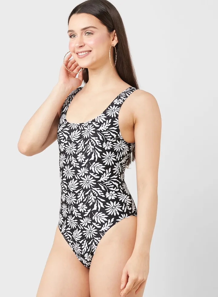 Floral Print High Leg Swimsuit