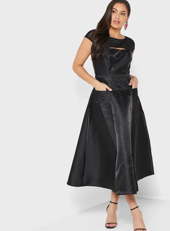 Cut Out Flared Dress