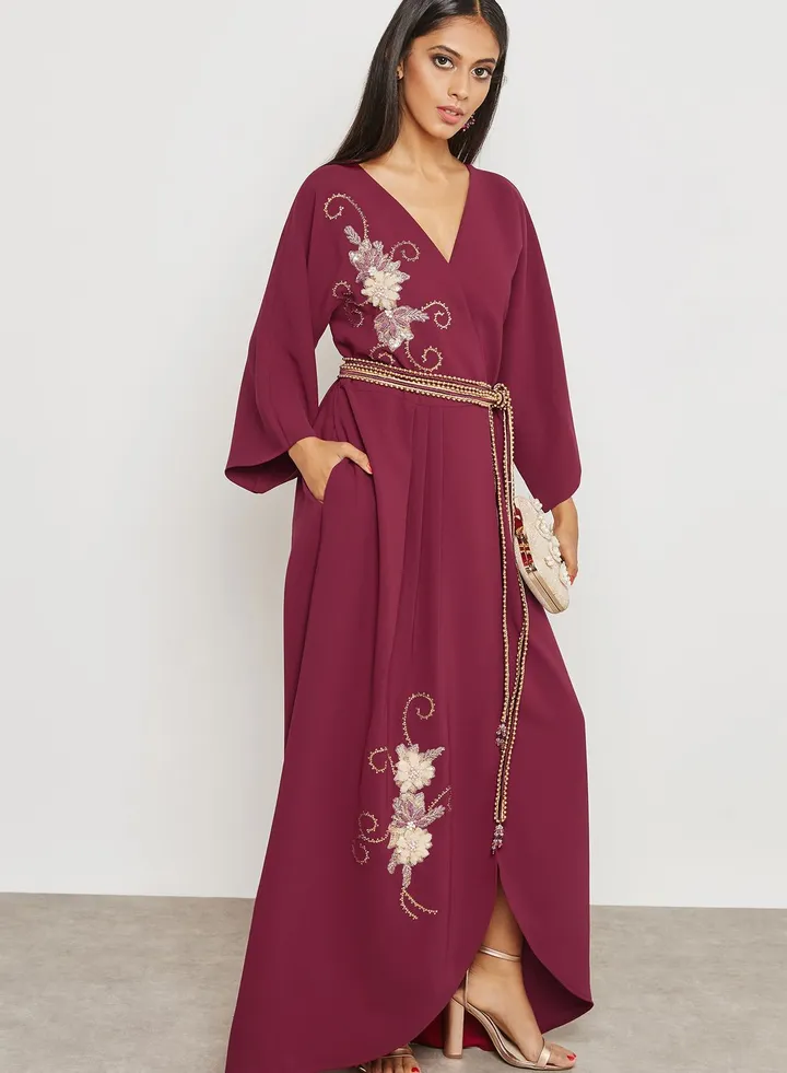 Embellished Wrap Dress