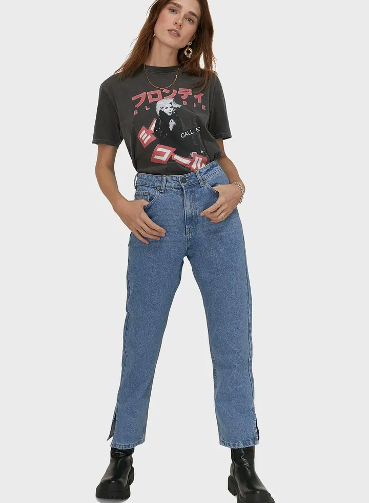 Split Hem Straight Jeans