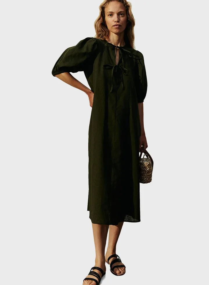 Tie Detail Belted Dress