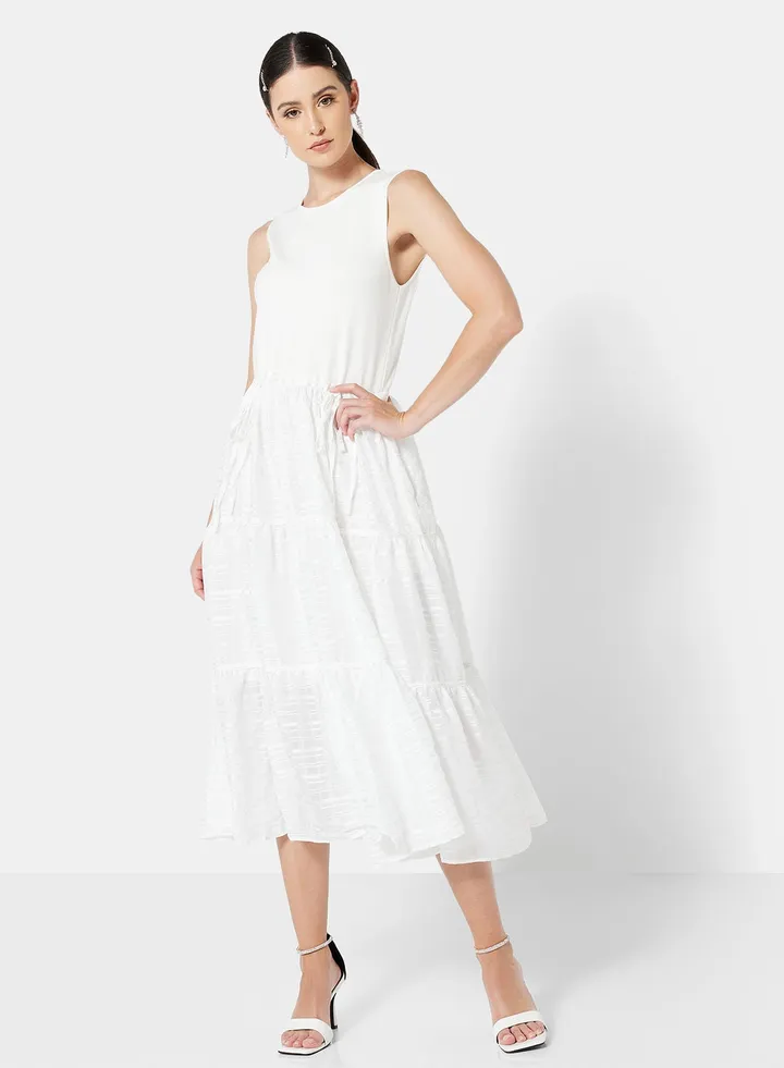 Knit Bodice Midi Dress