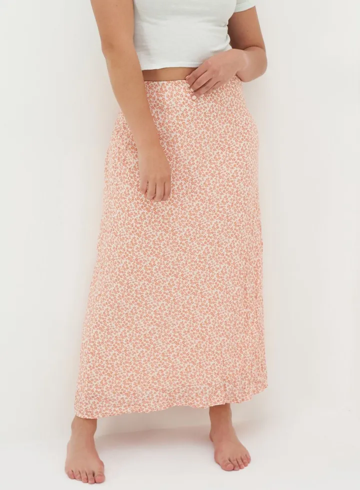 Floral Print Tiered High Waist Skirt