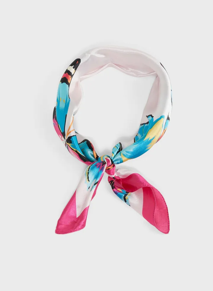 Butterfly Print Silky Scarf