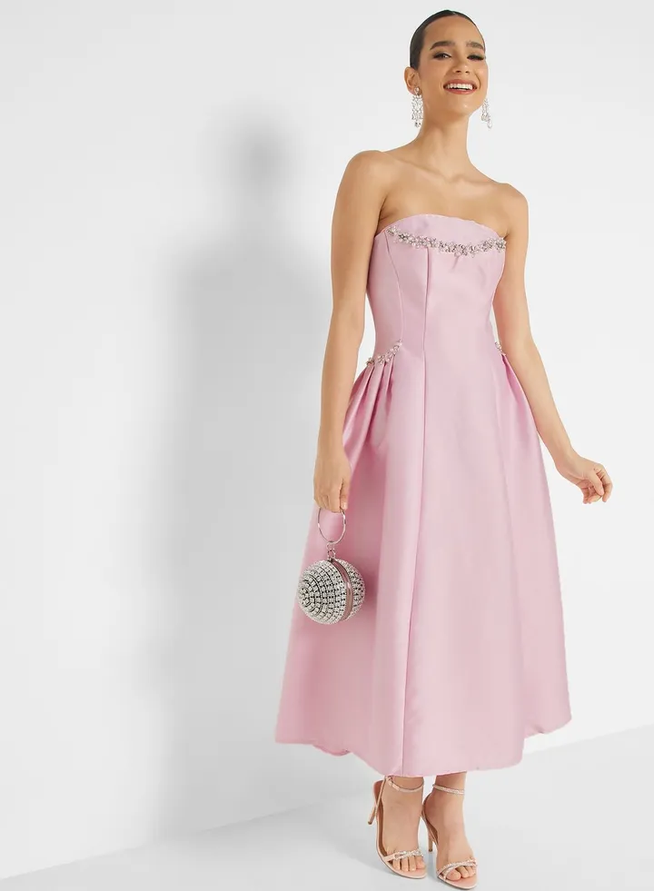 Bardot Pleated Dress