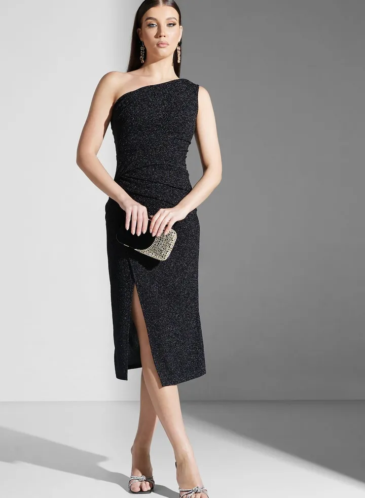 One Shoulder Shimmer Dress