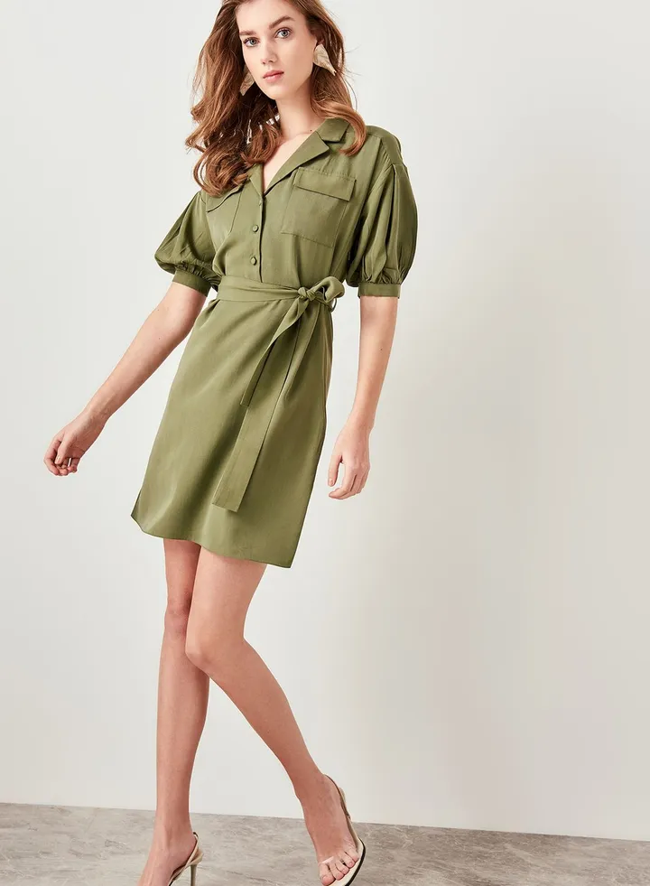 Tie Waist Shirt Dress