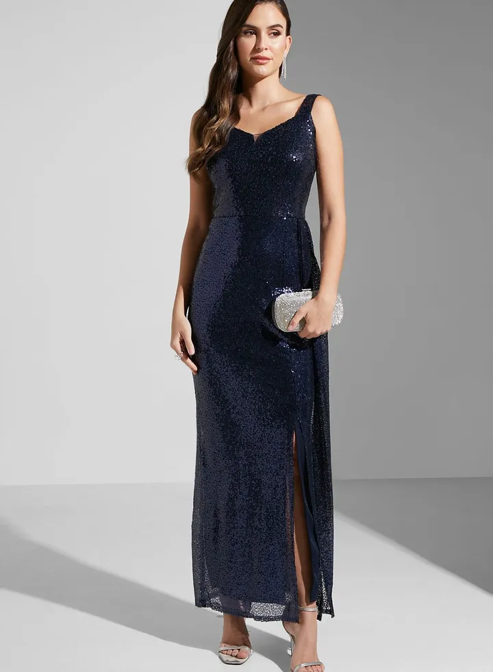 Maryam Off-Shoulder Slit Gown
