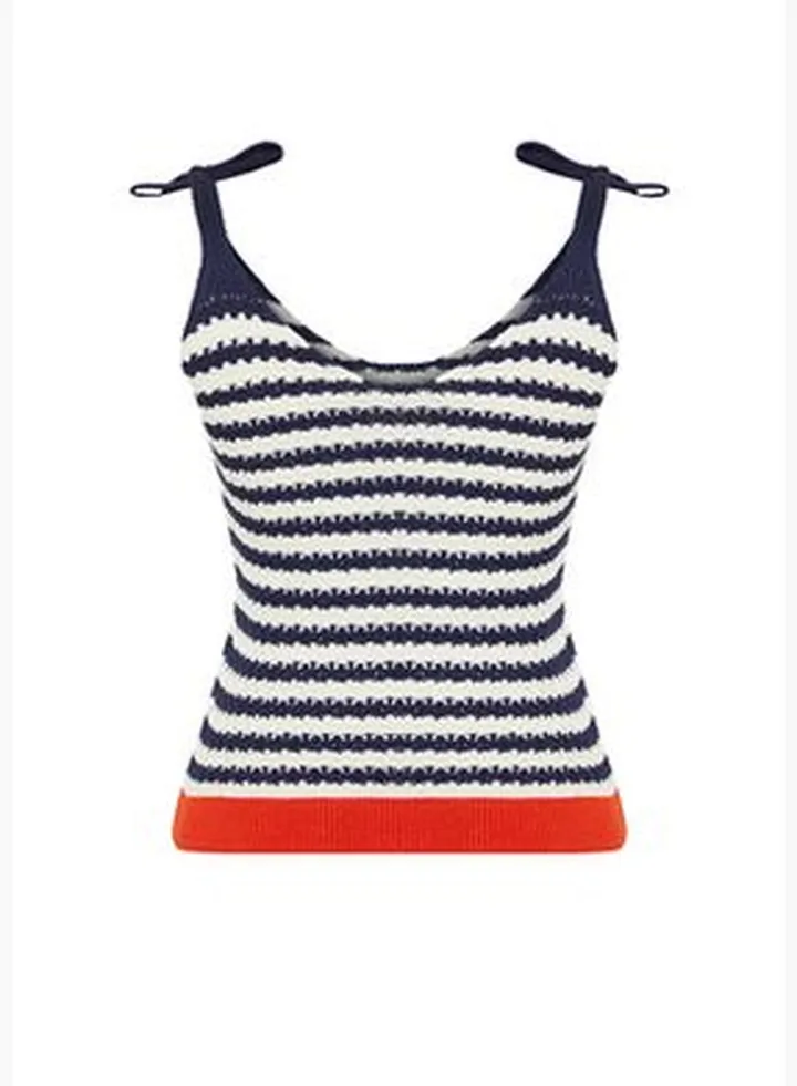 Navy Blue Knitwear Blouse TWOSS24BZ00264