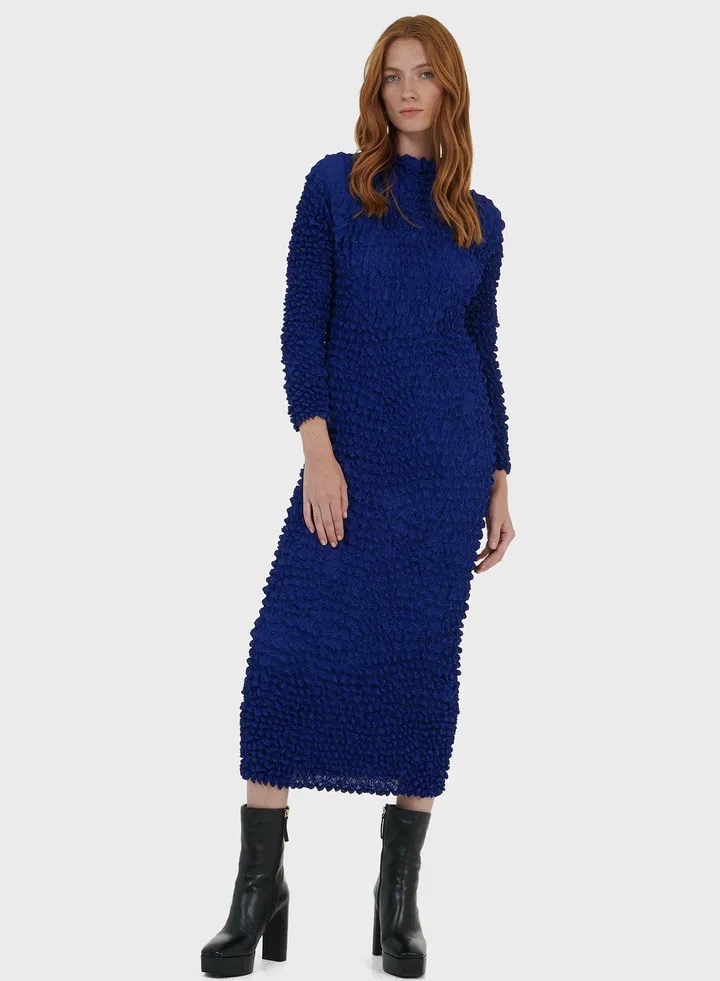 Plisse Popcorn Dress
