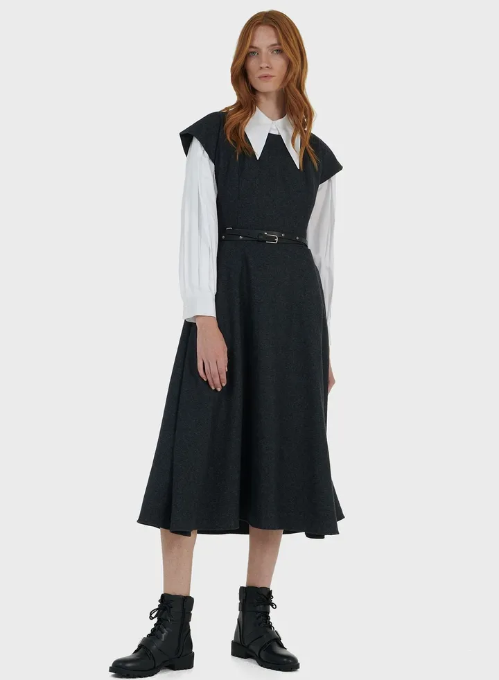 Belted Sleeveless Woven Dress