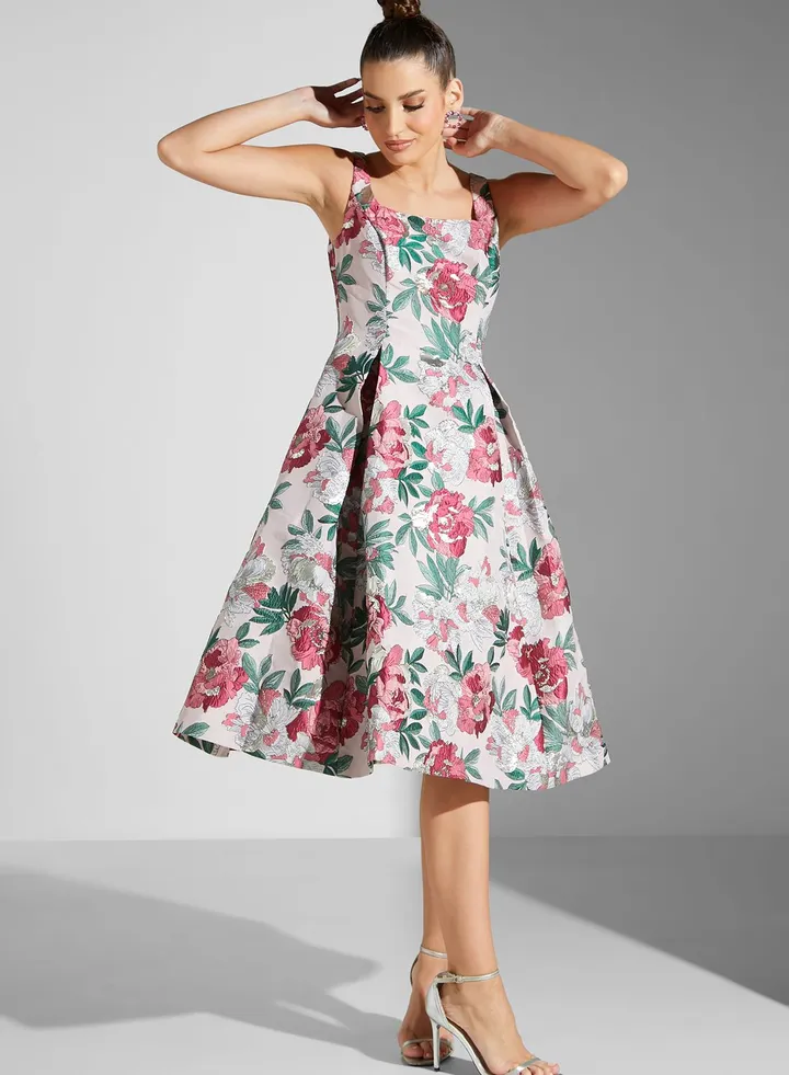 Strappy Floral Print Dress