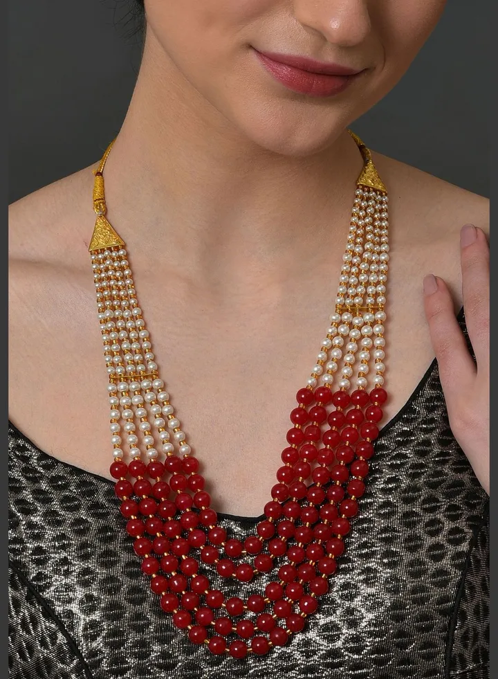 Pearl Beaded Gold Plated Necklace