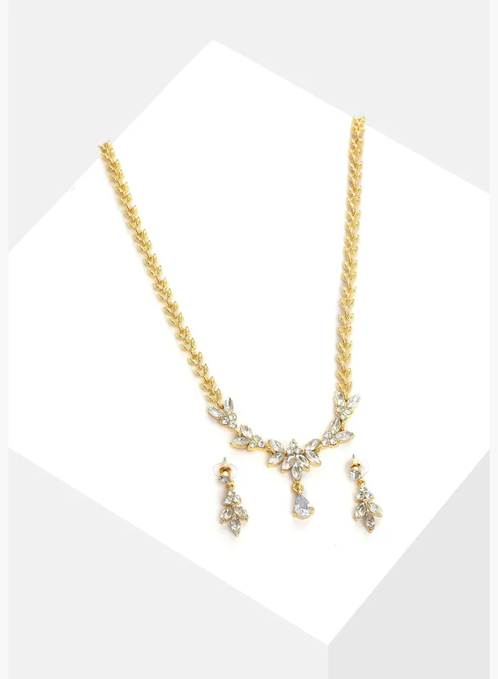 Gold Plated Designer Stone Necklace and Earring Set Jewellery Set