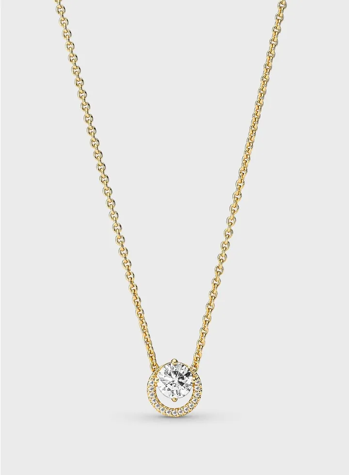 Sparkling Round Halo Pendant Collier Necklace