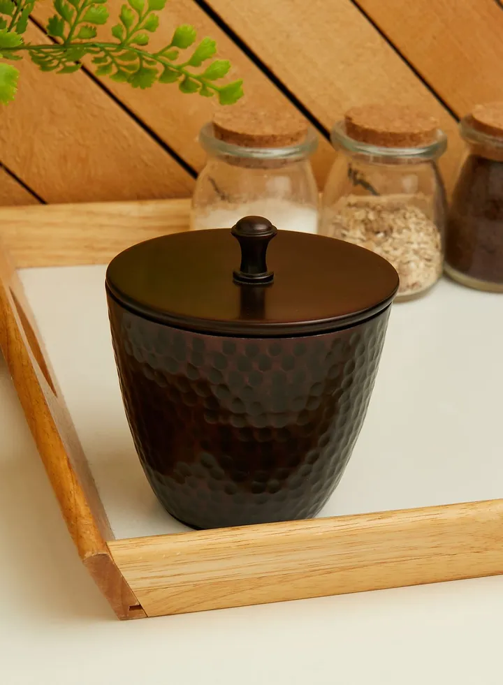 Allegra Hammered Dark Bronze Canister With Lid