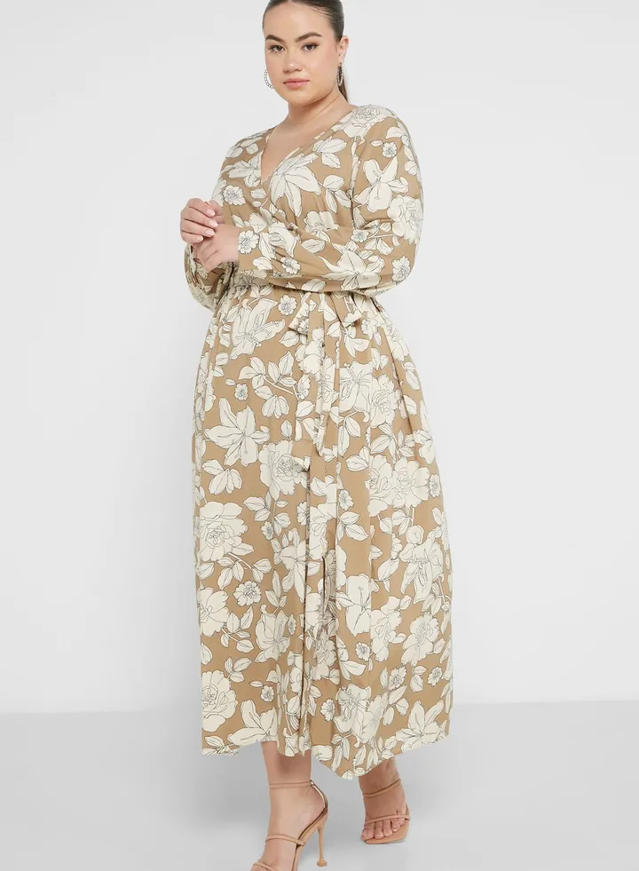 Tiered Detail Printed Dress