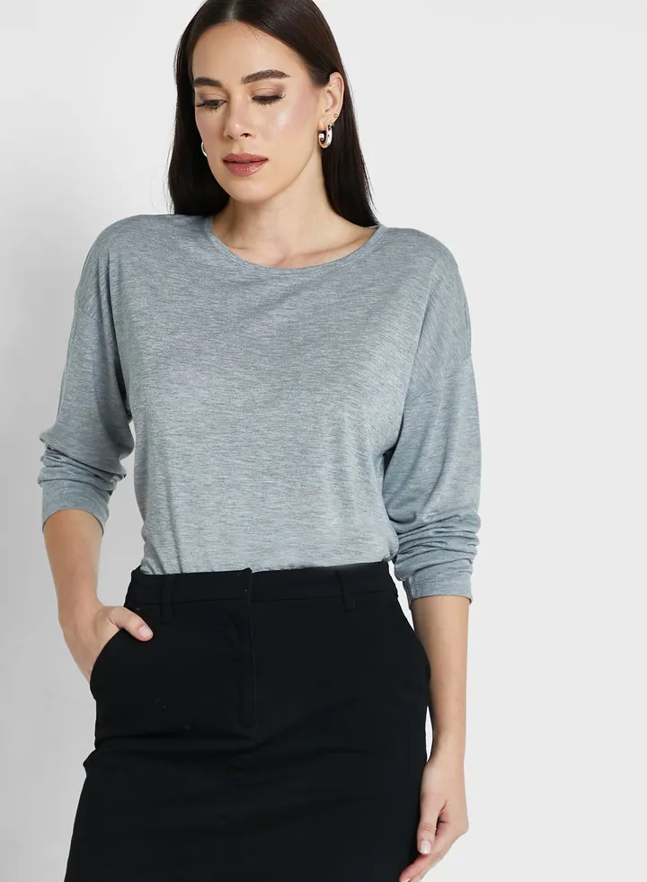 Relaxed Long Sleeve Longline Top
